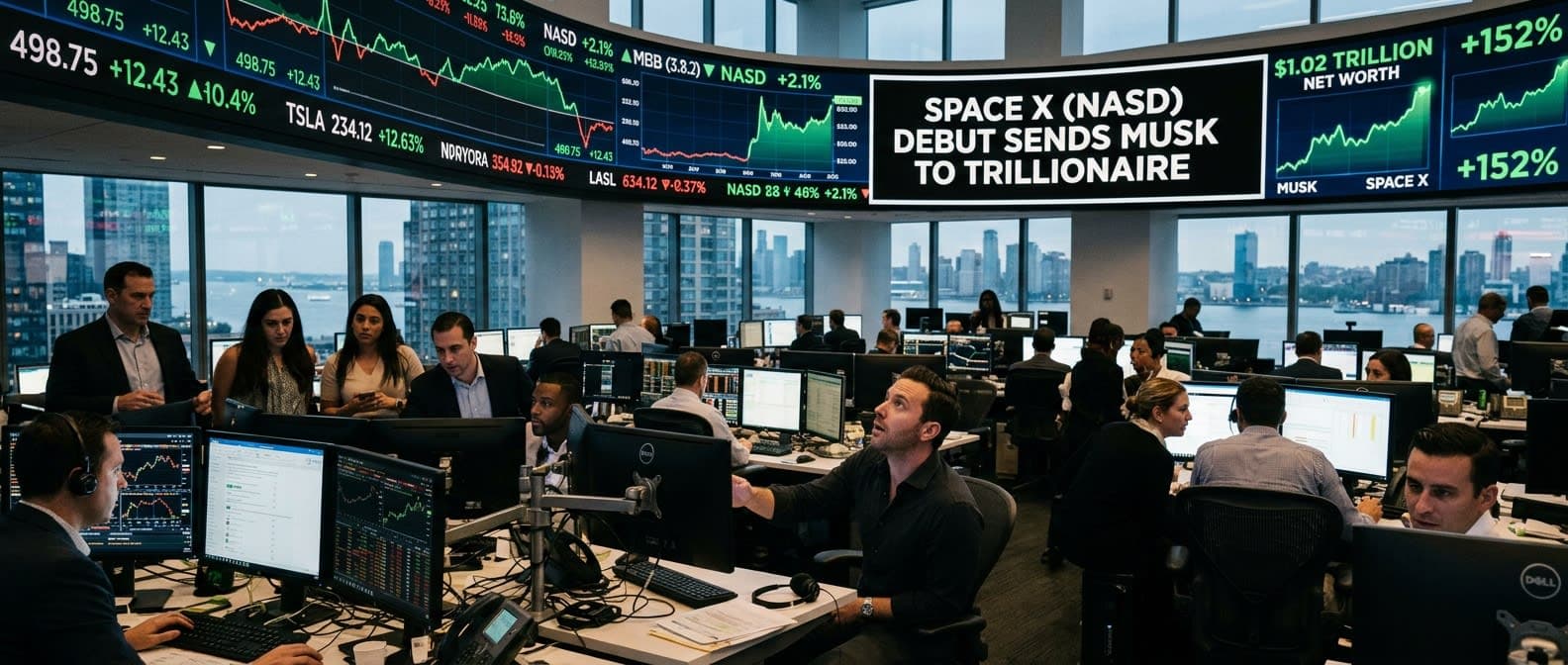 SpaceX Nasdaq Debut Propels Elon Musk to Trillionaire Status